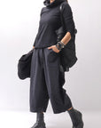 【bajra】 UNISEX SUPER STRETCH COTTON HOODIE TOP 150QK03_BLACK