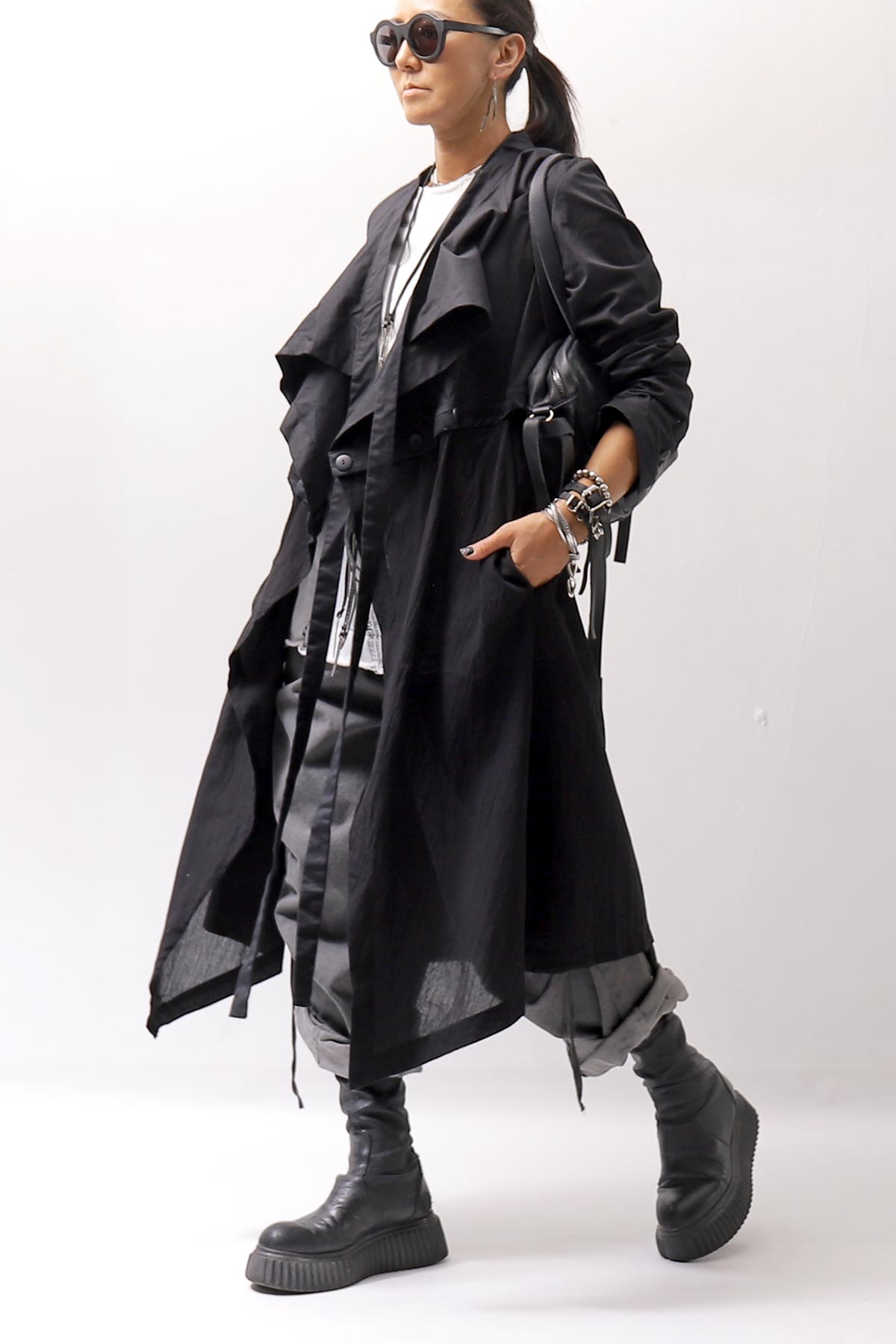 【studio b3】 2WAY LIGHT CARDIGAN COAT MPB1872_BLACK