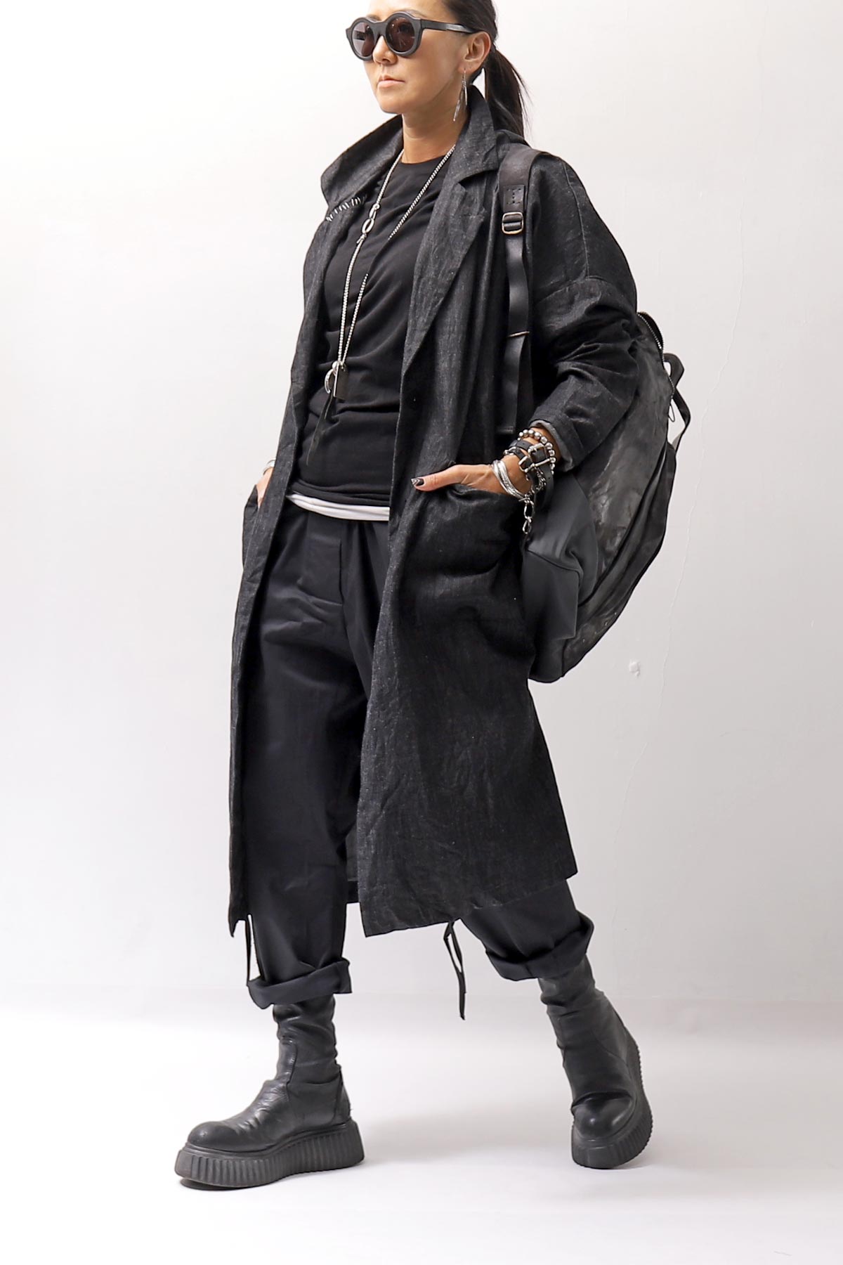 【studio b3】 UNISEX COTTON SARROUEL PANTS OGB1760/M2_BLACK