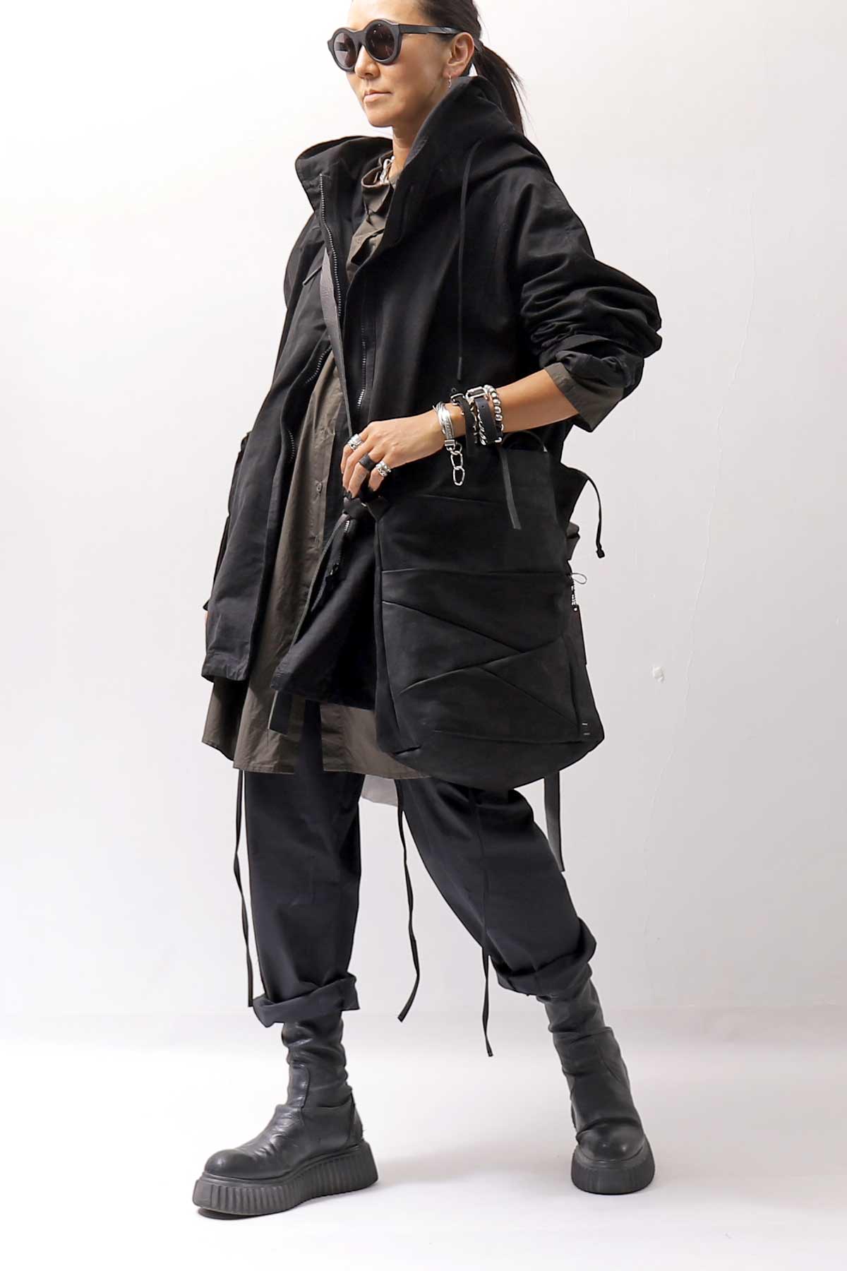 【studio b3】 UNISEX COTTON SARROUEL PANTS OGB1760/M2_BLACK