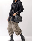 【Andrea Ya'aqov】 UNISEX 2WAY SHOULDER SALOPETTE PARACHUTE PANTS PAK71_OLIVE BEIGE