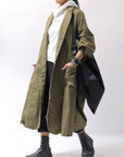 【bajra】 UNISEX TWILLED COTTON BACK DRAPE CARDIGAN COAT 160QB01LG_KHAKI BROWN