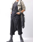 【studio b3】 UNSEX DENIM&SWEAT BOX SARROUEL PANTS RBB1974_BLACK