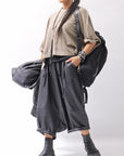 【studio b3】 UNSEX COATED LINEN&BAMBOO BOX SARROUEL PANTS NB2123_BLACK