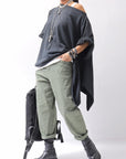 【NOSTRASANTISSIMA】 ASYMMETRY SWEAT COTTON WIDE TOPS FM139_BLACK