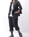 【RUNDHOLZ】 GRUNGE COTTON LACE & STRETCH JACKET _BLACK GLOSS