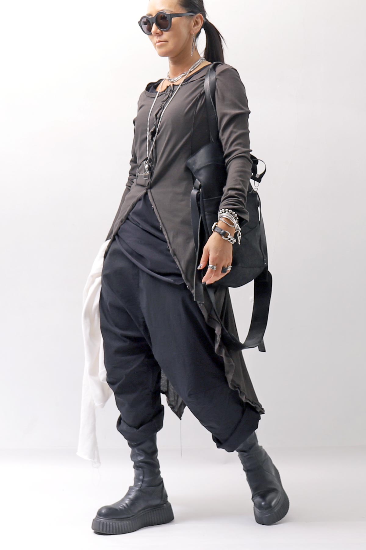 【RUNDHOLZ】 RIB COTTON PENGUIN BUTTON LONG TOP 234 0904_LAVA