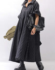 【RUNDHOLZ】OVERSIZED LINEN COTTON STRIPE DRESS _BLACK STRIPE