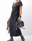 【thom/krom】 FRONT CROSS MODAL & SILK STRETCH TOP WTS606_BLACK