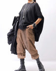 【studio b3】 UNISEX MIX MATERIAL PATCHED SARROUEL PANTS NB2106_COPPER OLD DYE