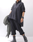 【studio b3】 OVERSIZED BACK BUTTON SHIRT TOP NB2070_BLACK