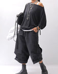 【RUNDHOLZ】 UNISEX STRETCH BIG POCKETS WIDE PANTS _BLACK