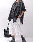 【RUNDHOLZ】 UNISEX LINEN OVERSIZED SHIRT CARDIGAN_BLACK
