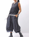 【RUNDHOLZ】 UNISEX COTTON EMBOSS PRINT EASY PANTS _BLACK POPLIN PRINT
