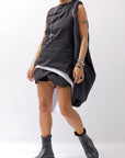 【Primordial is Primitive】 BACK CROSSED TANK TOP 413LS_BLACK