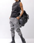 【Primordial is Primitive】 BACK CROSSED TANK TOP 413LS_BLACK