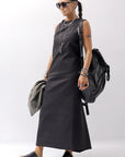 【Primordial is Primitive】 BACK CROSSED TANK DRESS 412LS_BLACK