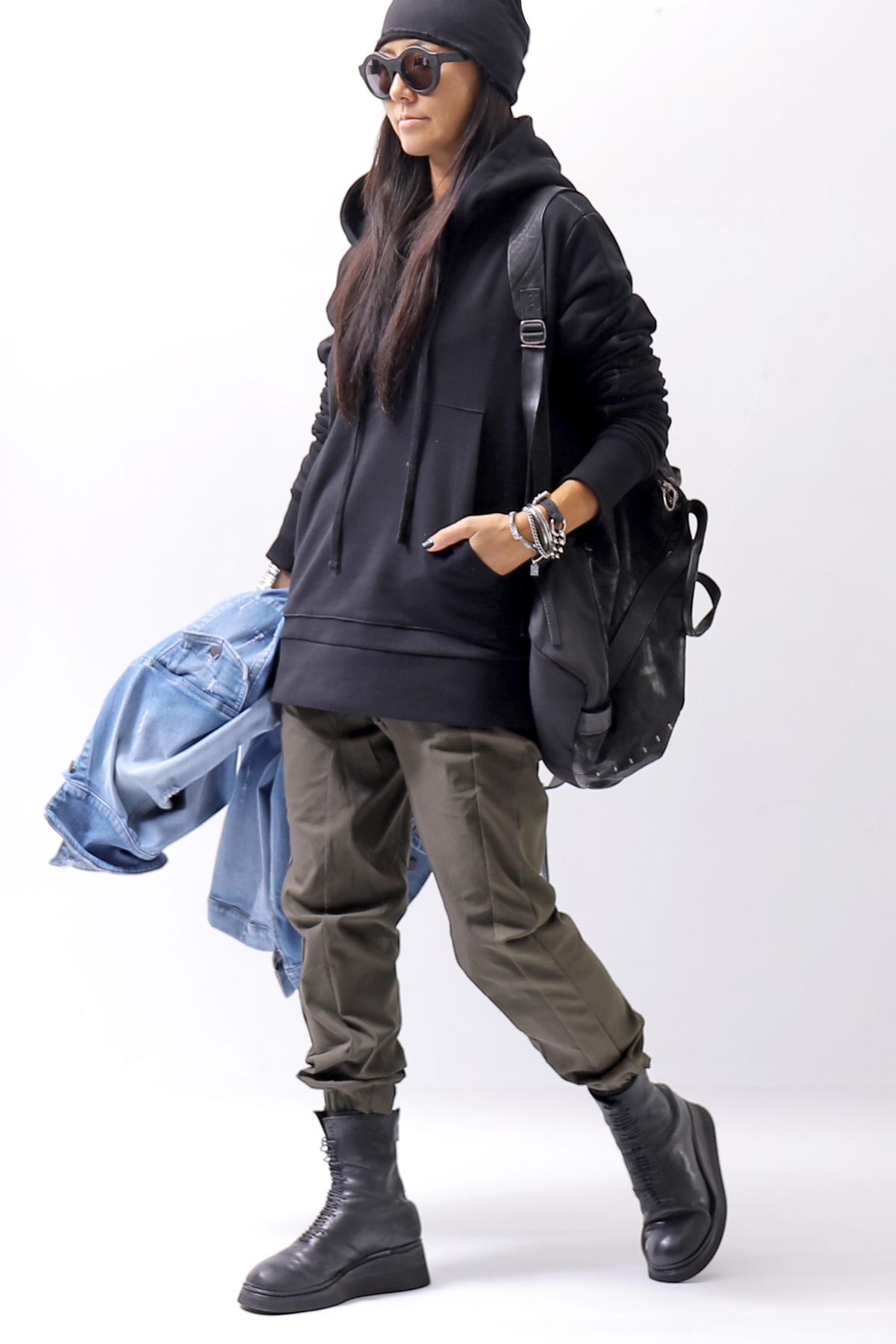 【thom/krom】 UNISEX FRONT POCKET SWEAT HOODIE MS159_BLACK