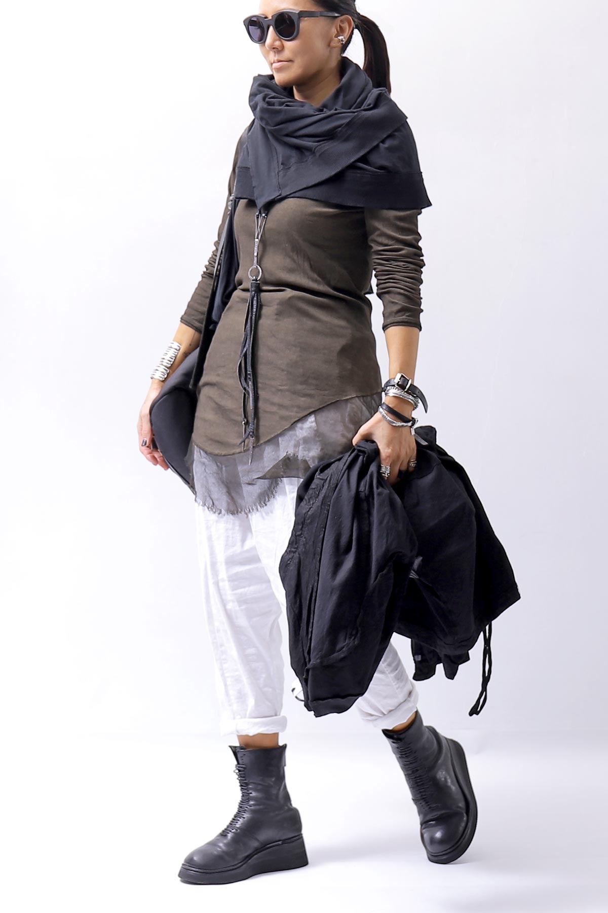 【RUNDHOLZ】 COTTON RIB TOP 234 0503_KHAKI CLOUD