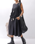 【NOSTRASANTISSIMA】 SIDE TACK SLEEVE-LESS TOP TS02_BLACK