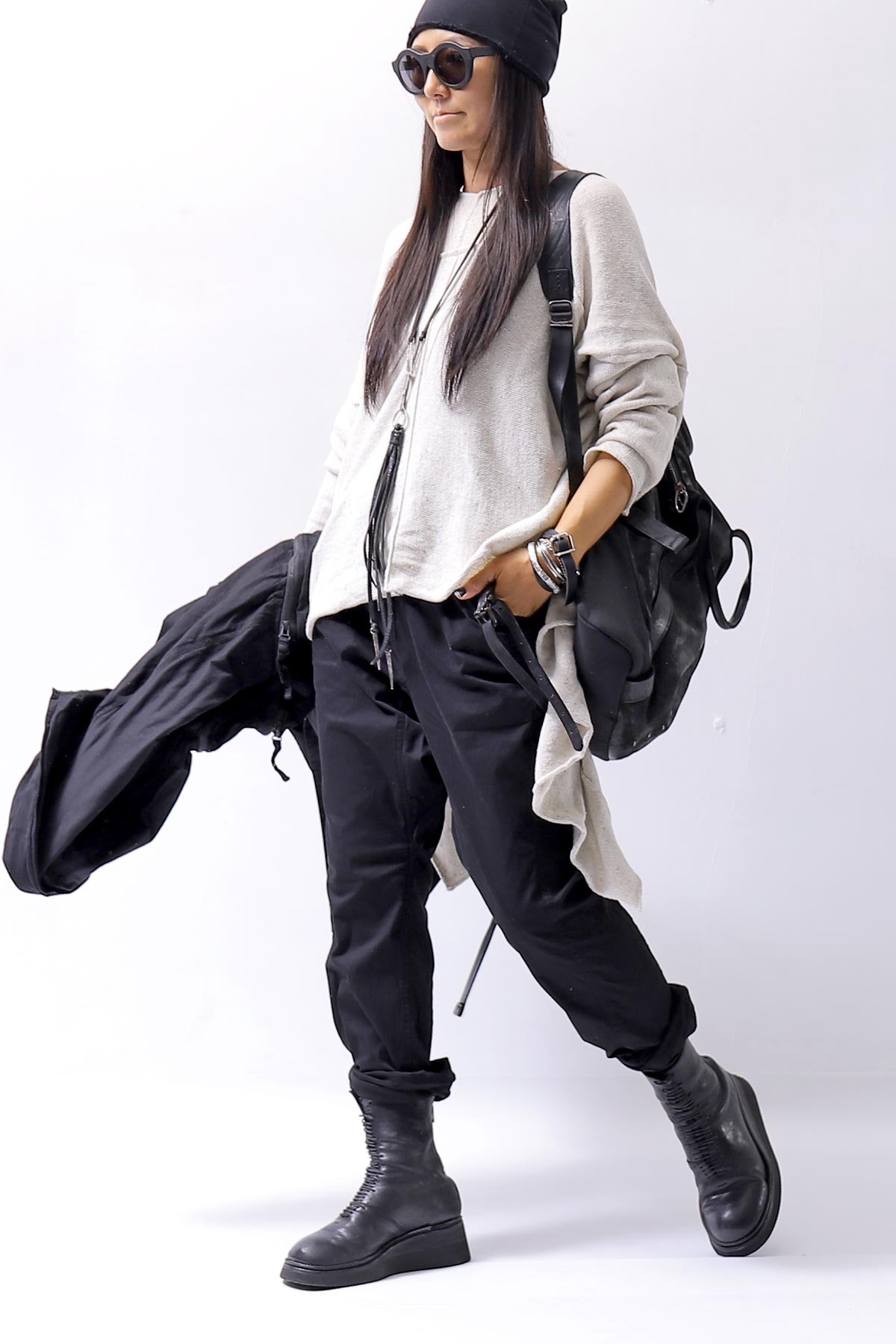 【RUNDHOLZ】 UNISEX ICONIC COTTON SARROUEL PANTS 260 0111_BLACK