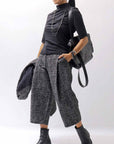 【NOSTRASANTISSIMA】 UNISEX TWEED FRONT TUCK PANTS P118_TWEED BLACK