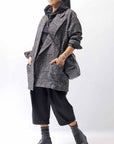 【NOSTRASANTISSIMA】 UNISEX OVERSIZED TWEED DOUBLE BUTTON JACKET J116_TWEED BLACK