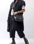 【NOSTRASANTISSIMA】 REVERSIBLE ECO FUR GILLET J114_BLACK