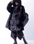 【RUNDHOLZ】 UNISEX FAUX FUR HOODIE COAT 324 1115_BLACK