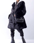 【RUNDHOLZ】 UNISEX FAUX FUR HOODIE COAT 324 1115_BLACK