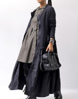 【RUNDHOLZ】 2WAY LIGHT SWEAT&NYLON LONG CARDIGAN DRESS 351 0924_BLACK