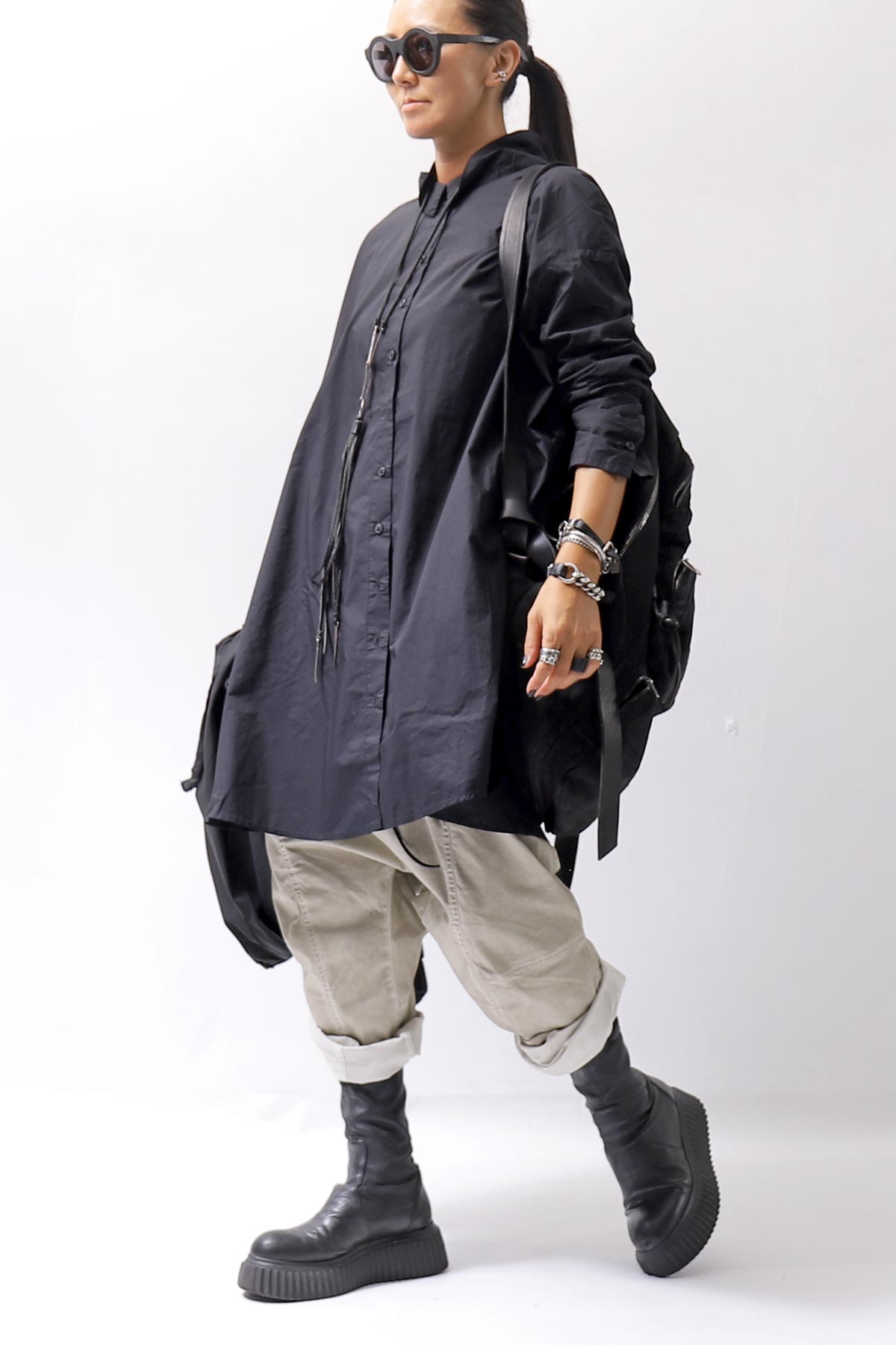 【RUNDHOLZ】 UNISEX OVERSIZE COTTON SHIRT 332 0915_BLACK