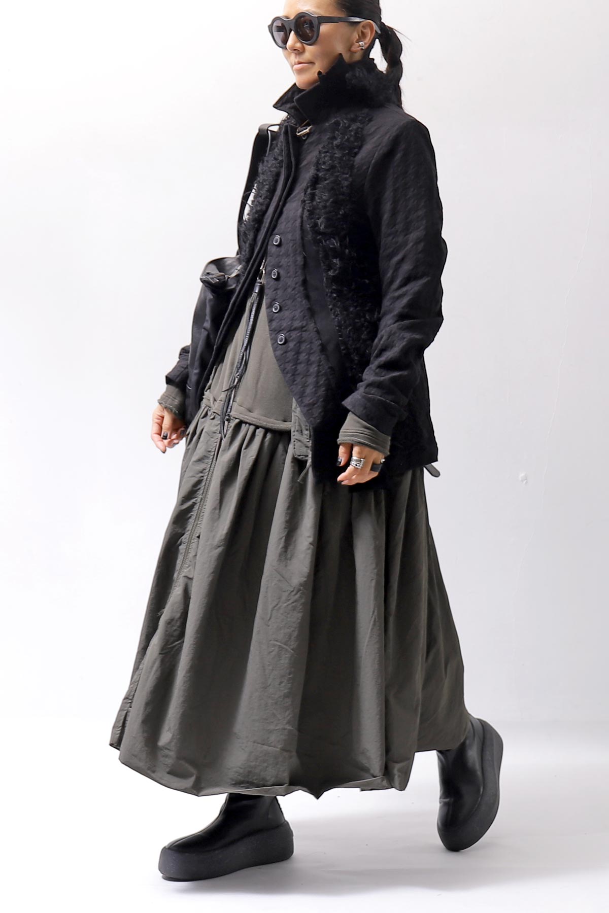 【RUNDHOLZ】 MIXED MATERIAL STRETCH JACKET 111 1107_BLACK
