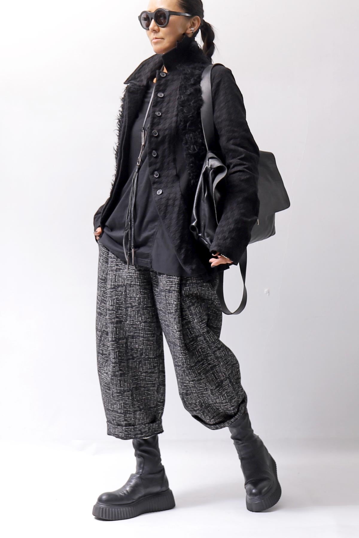 【RUNDHOLZ】 MIXED MATERIAL STRETCH JACKET 111 1107_BLACK