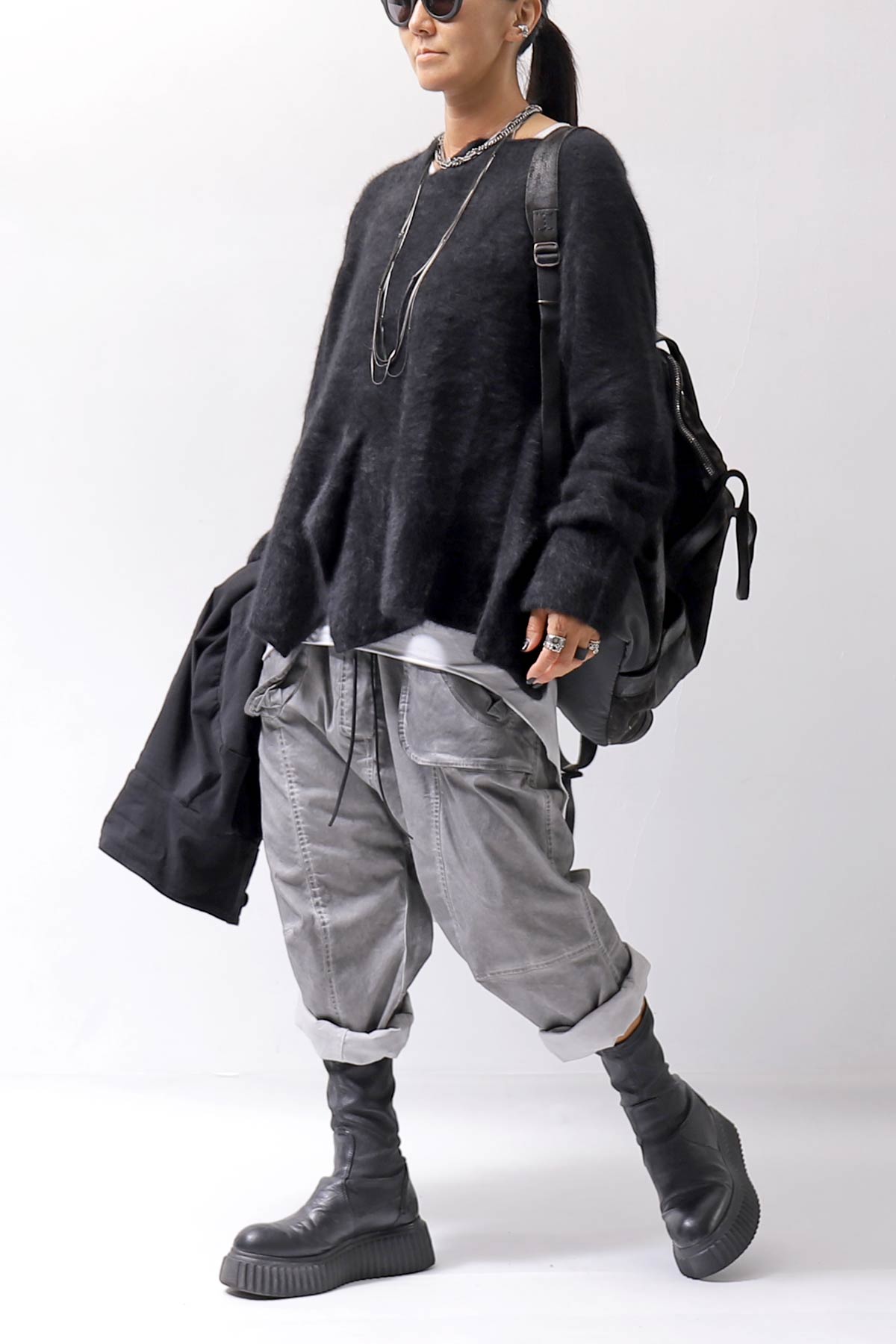 【RUNDHOLZ】 UNISEX RACCOON RELAX FIT PULLOVER KNIT 141 0706_BLACK