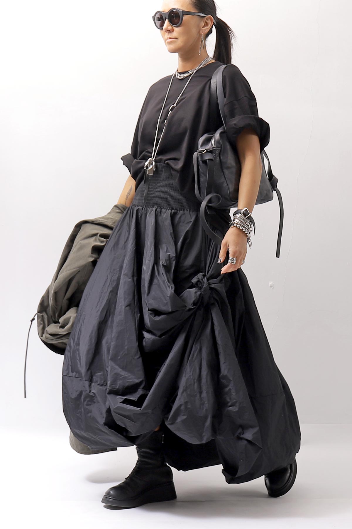 【PLÜ】 MULTIWAY SHAPE MEMORY SKIRT DRESS 4045_BLACK