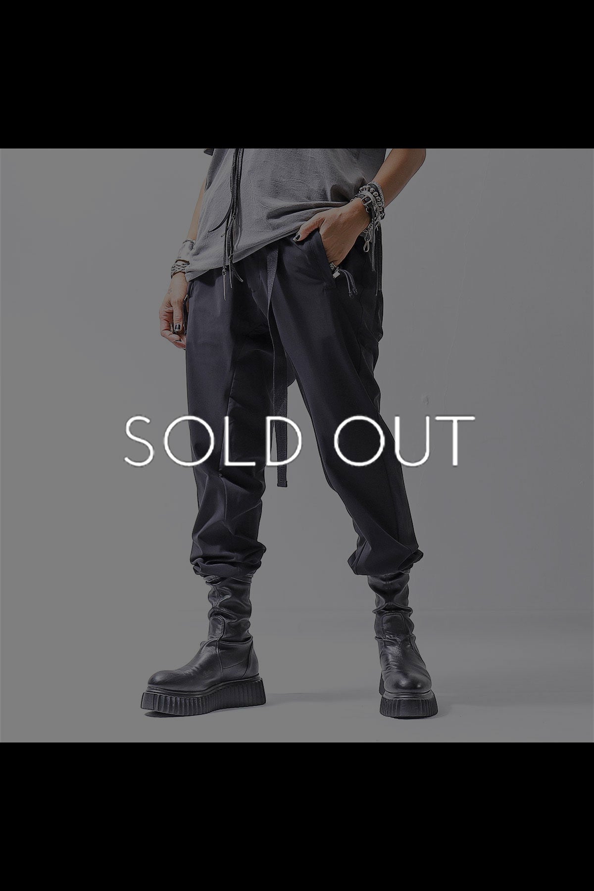 【thom/krom】 UNISEX SUPER STRETCH NYLON RIB PANTS MP29_BLACK