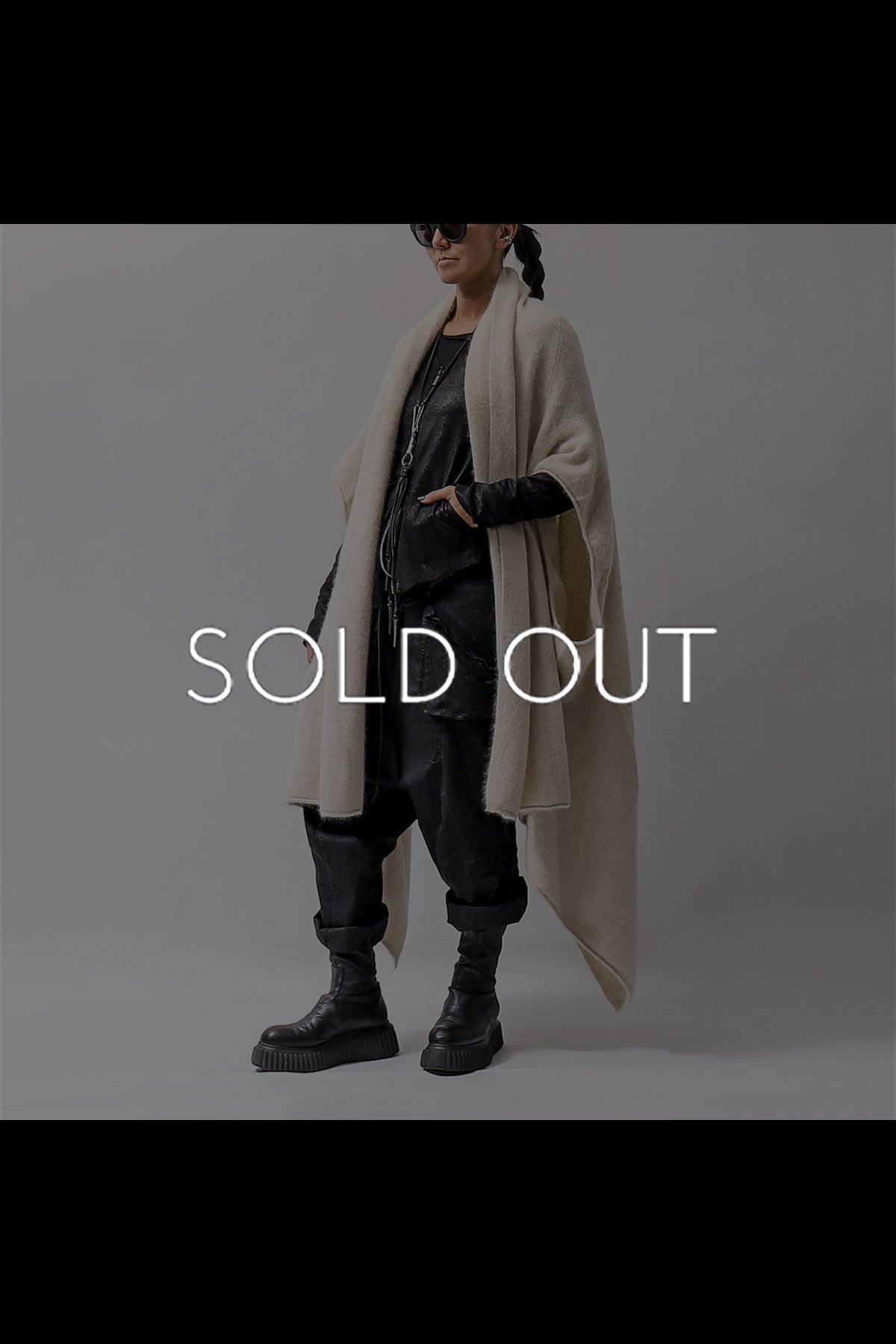 【RUNDHOLZ】 UNISEX RACCOON MULTI CARDIGAN COAT KNIT 141 7709_BONE MEL