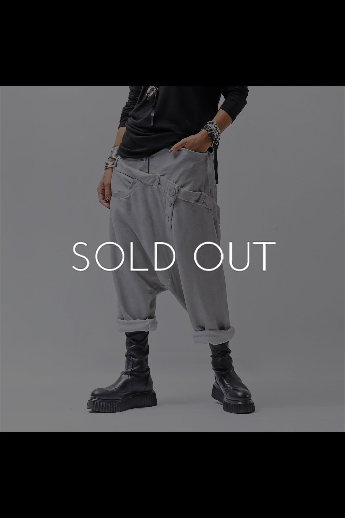 【studio b3】 UNSEX COTTON&SWEAT BOX SARROUEL PANTS RBB1974_PEARL OLD DYE