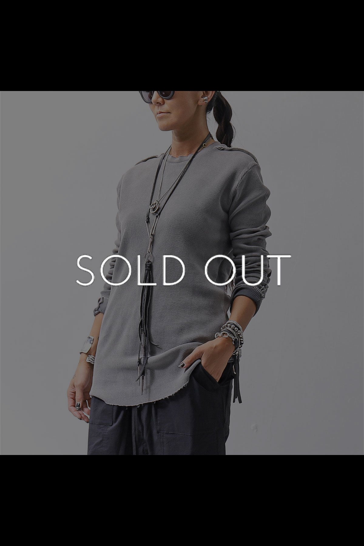 【thom/krom】 UNISEX WAFFLE COTTON LONG SLEEVE MT898_USED GREY