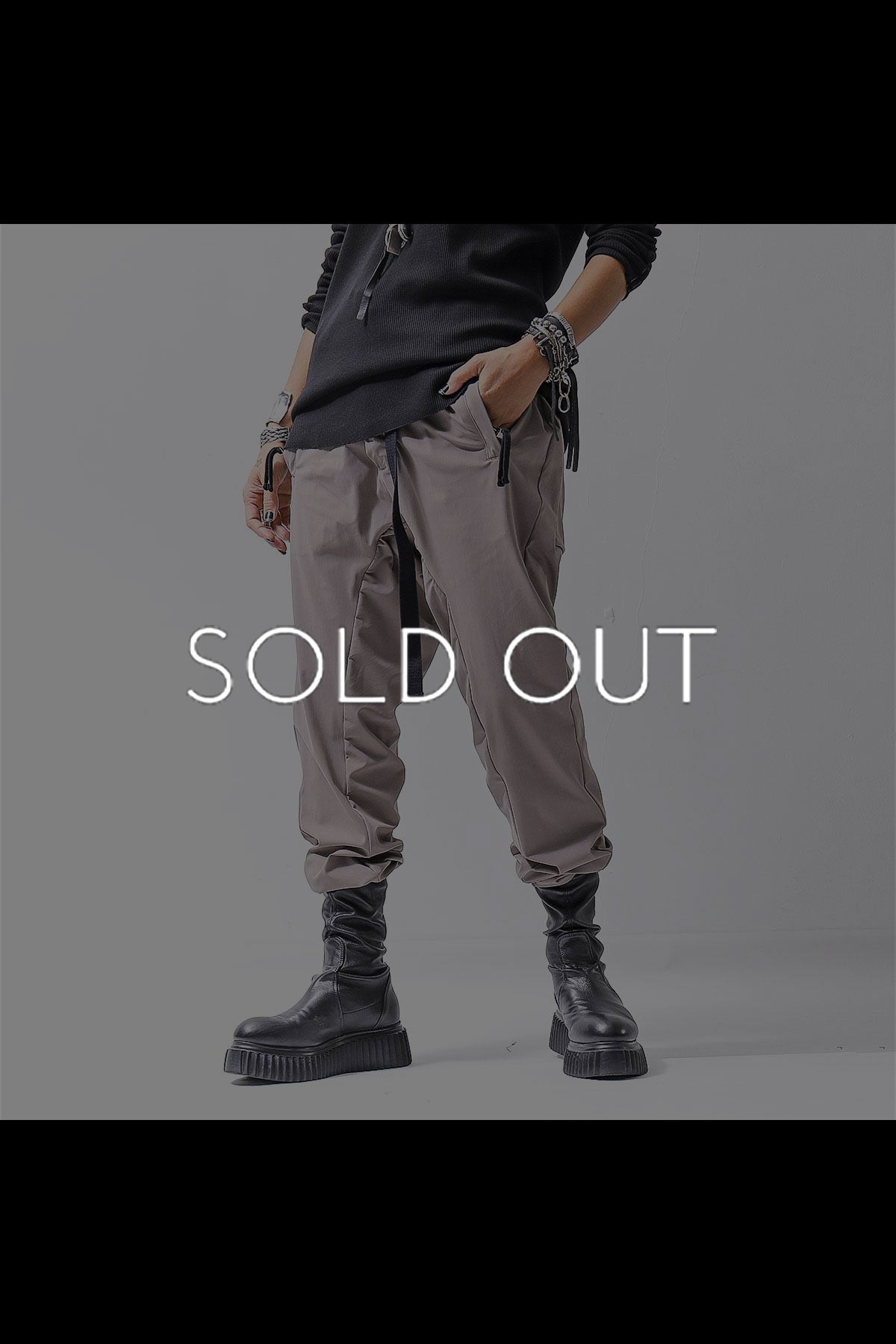 【thom/krom】 UNISEX SUPER STRETCH NYLON RIB PANTS MP29_EARTH BROWN