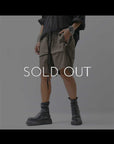 【thom/krom】 UNISEX STRETCH COTTON & LINEN POCHETTE SHORT PANTS MST484_OLIVE NIGHT