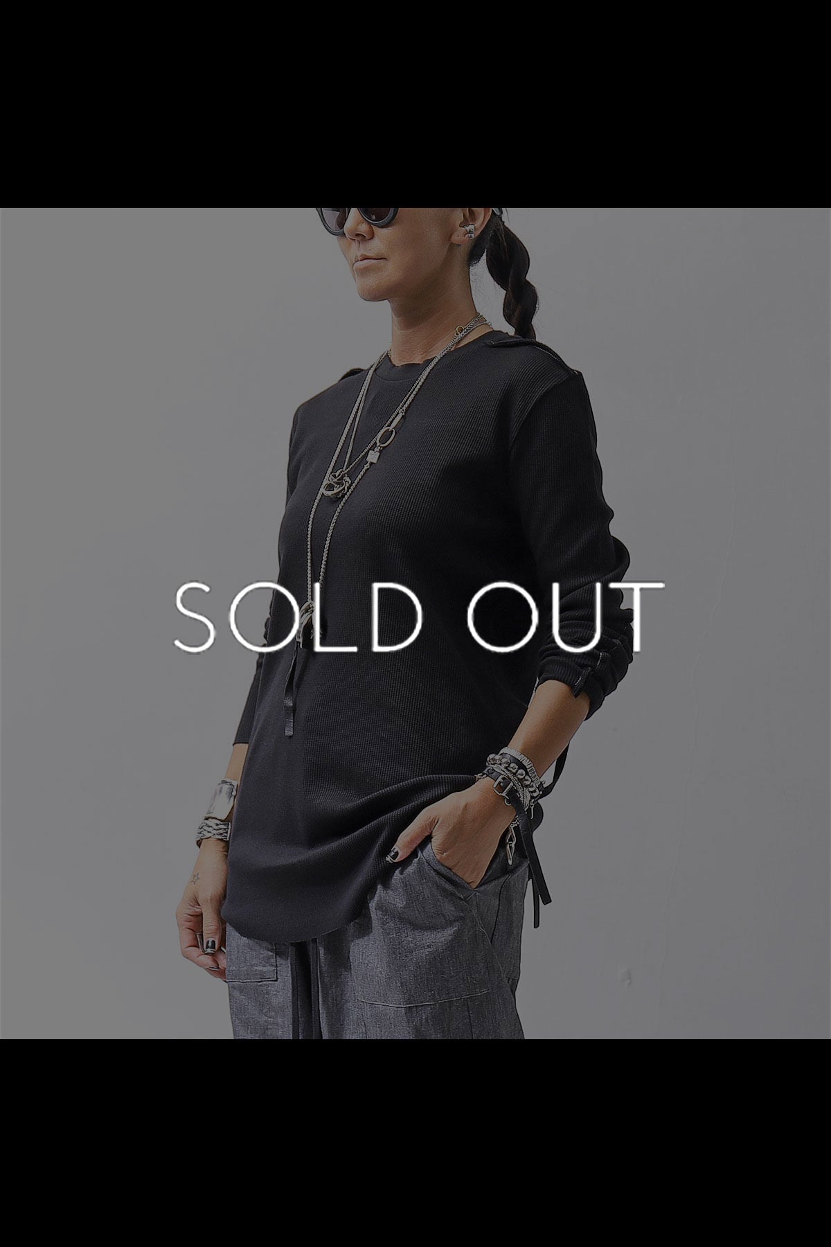 【thom/krom】 UNISEX WAFFLE COTTON LONG SLEEVE MT898_BLACK