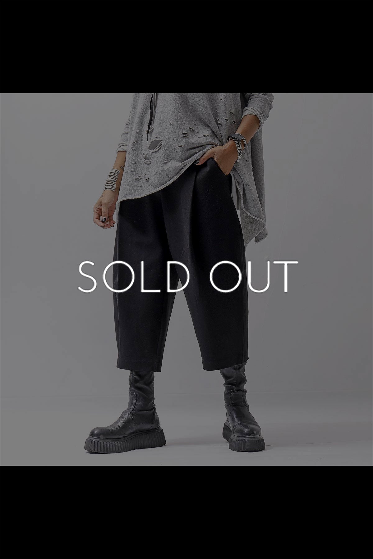 【NOSTRASANTISSIMA】 UNISEX STRETCH FRONT TUCK PANTS P118_BLACK