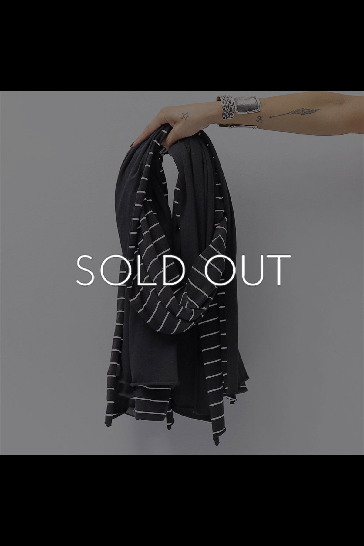 【PLÜ】 MULTIWAY STRETCH COTTON STOLE PL21_STRIPE/BLACK