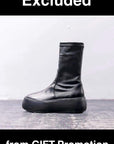 【AGL】 STRETCH LEATHER SNEAKER BOOTS VIBE STRETCH_BLACK
