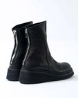 【Portaille】 FRONT DRAPE LEATHER BOOTS PQ01F_BLACK