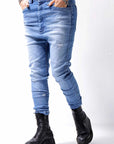 【bajra】 UNISEX WASHED STRETCH DENIM PANTS 141QP01_BLUE WASH