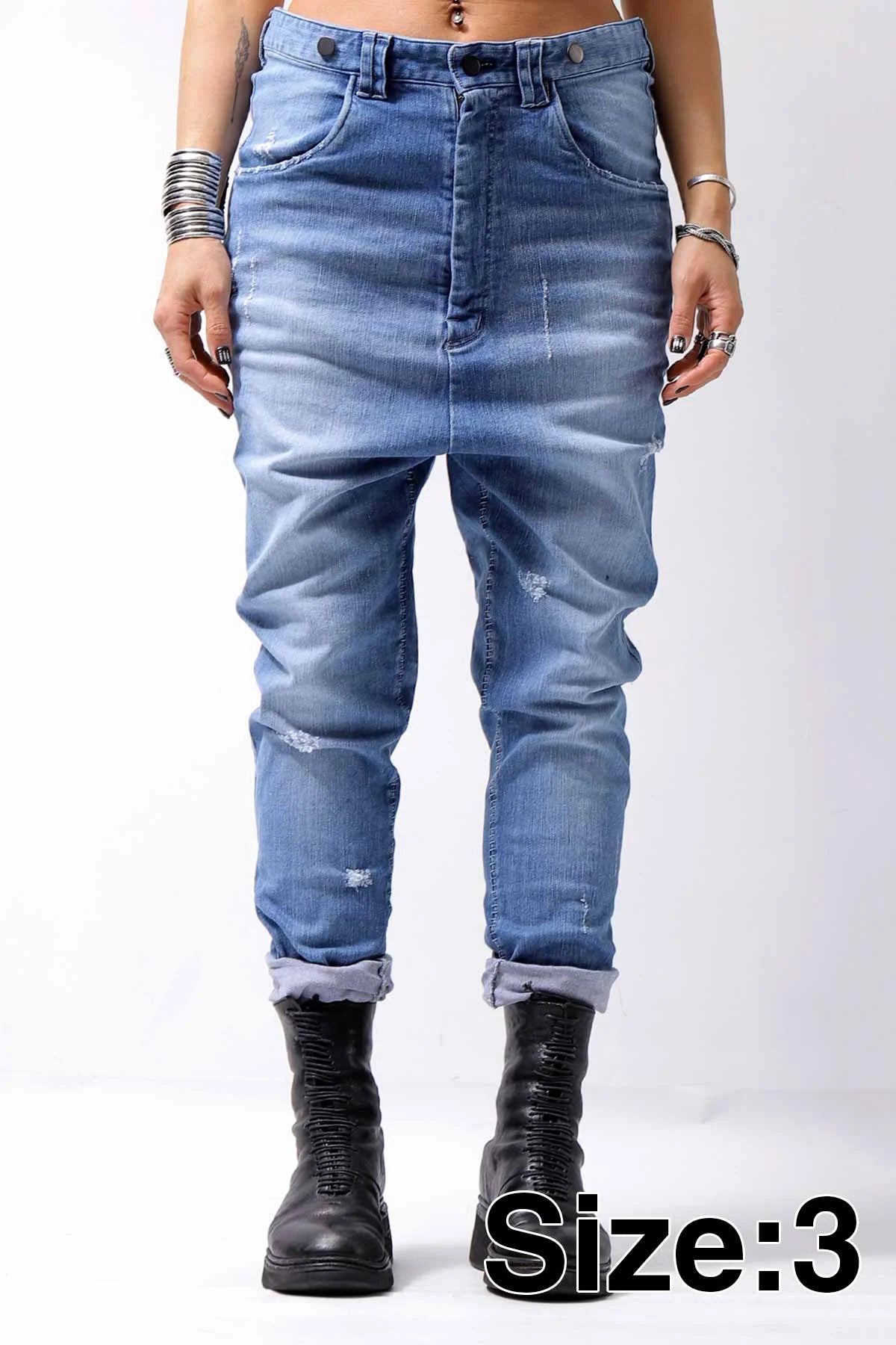 【bajra】 UNISEX WASHED STRETCH DENIM PANTS 141QP01_BLUE WASH