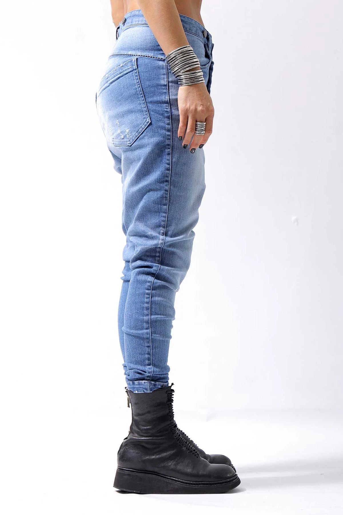 【bajra】 UNISEX WASHED STRETCH DENIM PANTS 141QP01_BLUE WASH